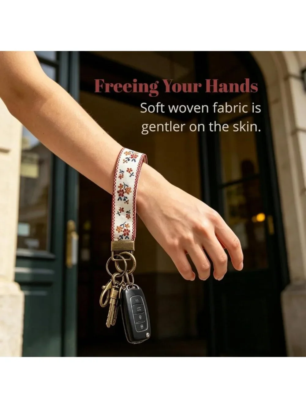 Boho Vintage Embroidered Keychain Wristlet for Women - Chic Accessory & Gift